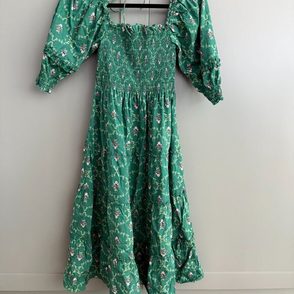 Hill House - The Nesli Nap Dress - Emerald Trellis / XS - Picture 7 of 7
